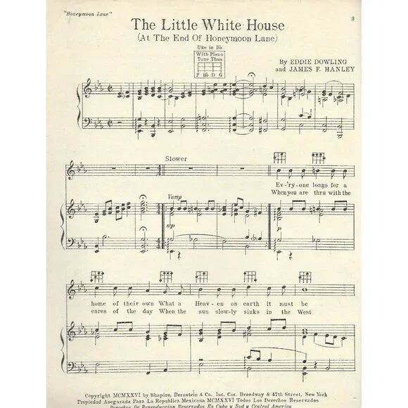 1926 The Little White House Sheet Music Eddie Dowling Honeymoon Lane Musical - Picture 4 of 4
